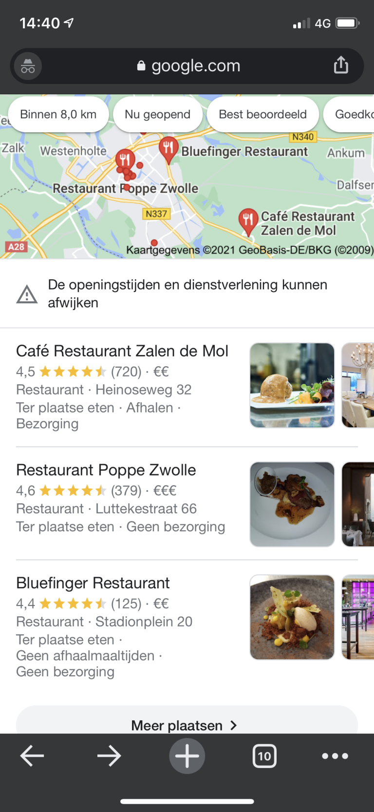 Voorbeeld mobiel resultaat en impact reviews
